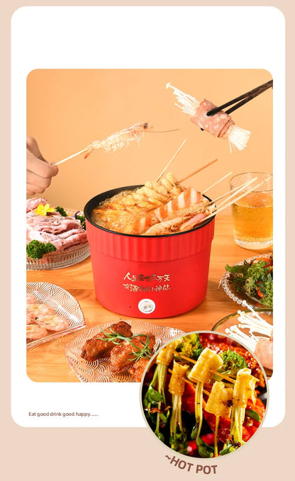 110V Mini Electric Cooking Pot Multifunctional Rice Cooker Hot Pot Instant Noodles Porridge Omelette Quick Food Pot Frying Pan