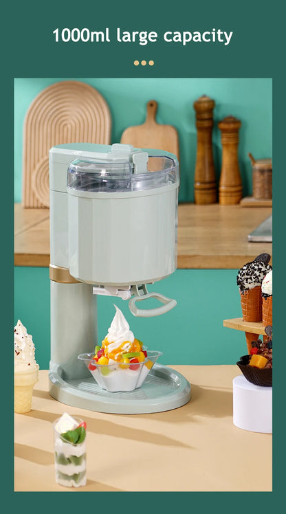 Household Electric Ice Cream Machine Automatic Ice-cream Cone Smoothie DIY Frozen Fruit Slush Icecream Sundae Making Machine EU