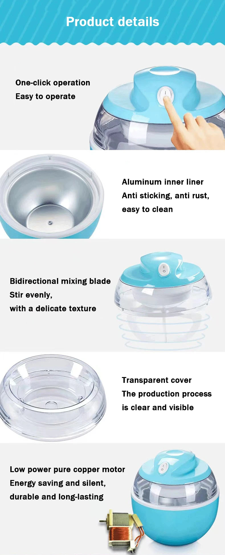 DMWD Household Electric Ice Cream Maker 600ml Automatic DIY Child Ice Cream Machine Frozen Yogurt Machine High Quality 220V