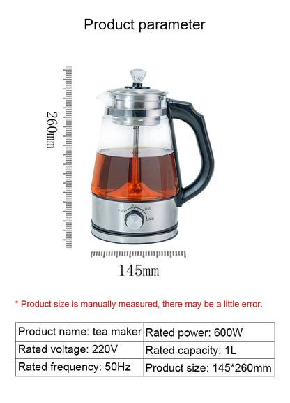110V Electric Kettle Coffee Tea Maker 1L Thermos Black Pu 'er Glass Tea Maker Automatic Steam Spray Teapot Kettles Health Pot