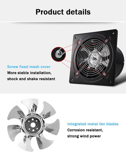 110V Pipe Exhaust Fan 4/6 Inches Air Ventilator Metal Pipe Ventilation Exhaust Fan Extractor Bathroom Toilet Wall Fan Duct Fan