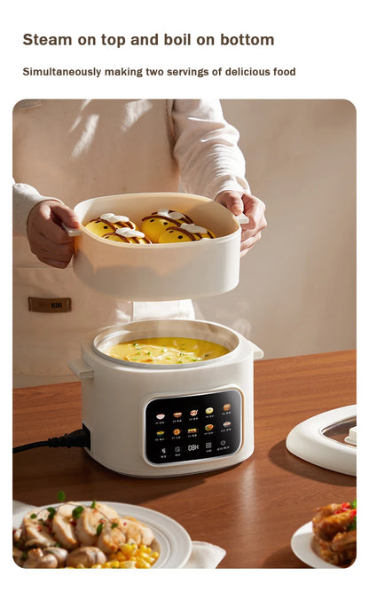 DMWD Electric Cooking Pot Multi-functional Non-stick Pan Dormitory Cook Noodle Pot Hot Pot Reservation Steamer Auto Keep Warm