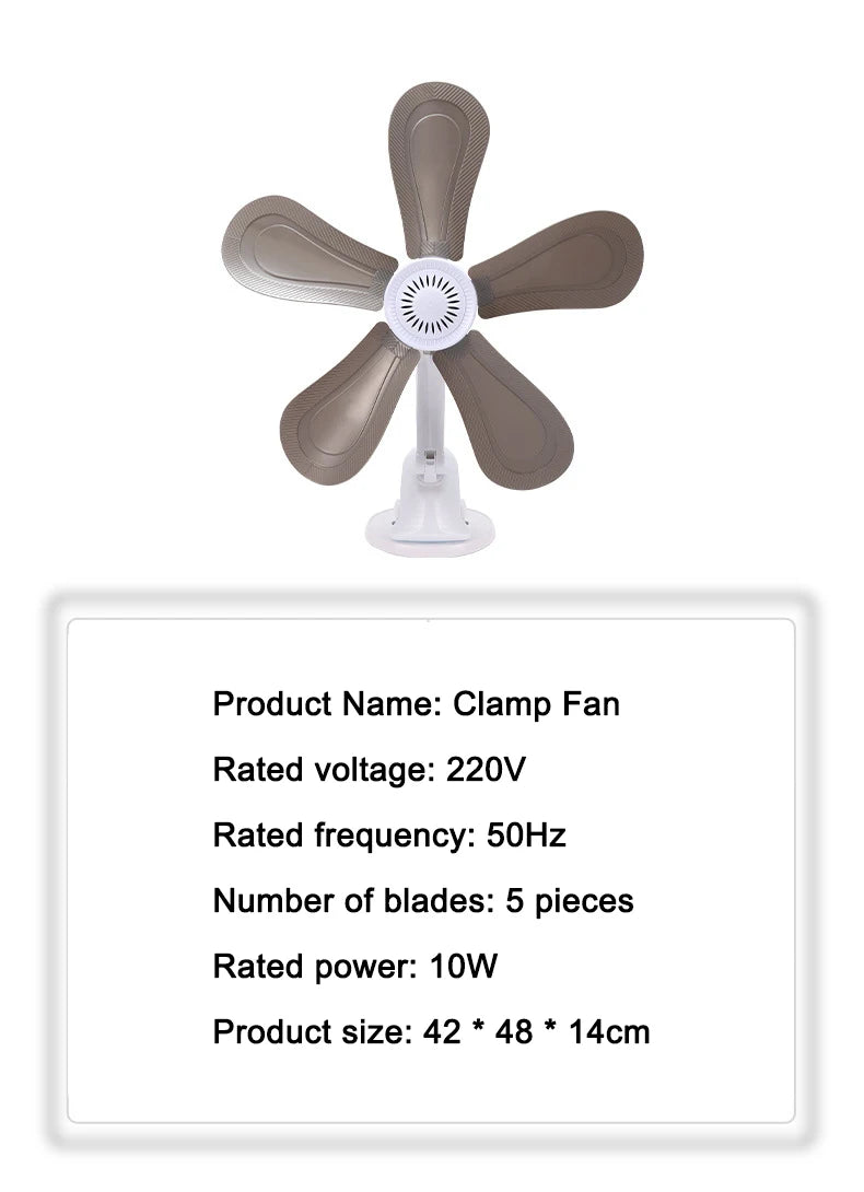 Home Desktop Clip Fan 5 Blades Mini Electric Wall Mounted Office Clamp Cooling Fans Student Dorm Bed Natural Wind Ventilation