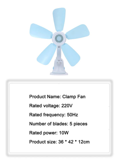 Home Desktop Clip Fan 5 Blades Mini Electric Wall Mounted Office Clamp Cooling Fans Student Dorm Bed Natural Wind Ventilation