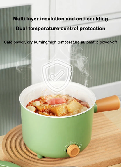 110V/220V Multifunction Electric Cooker 1.8L Hotpot Non-stick Skillet Noodles Soup Cooking Pot Mini Egg Frying Pan Rice Cooker