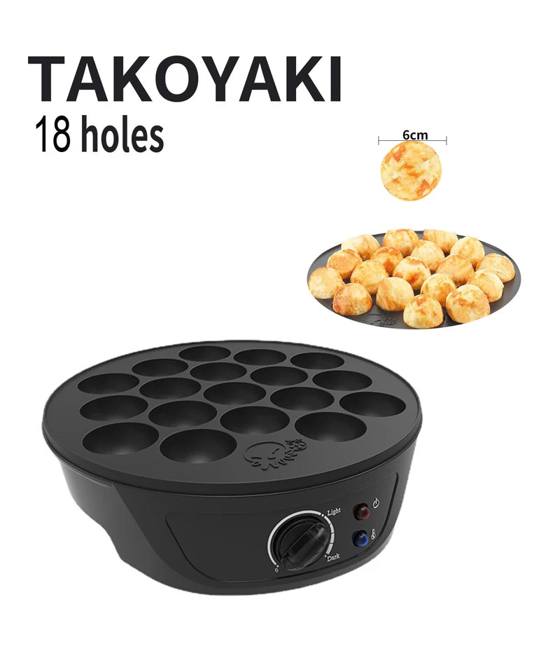 110V Electric Takoyaki Maker 18 Holes Household Octopus Ball Grill Pan Takoyaki Baking Machine Chibi Maruko Maker Cooking Tools