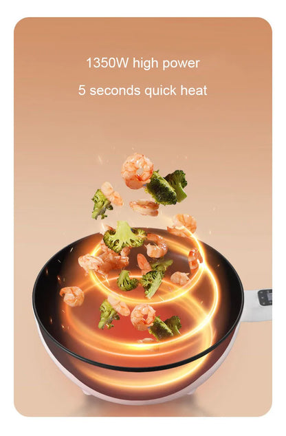 110V Multi-function Electric Stir-fry Meal Wok 3L Non-Stick Frying Pan Food Steamer Smart Smoke-free Hot Pot Stew Cooking Heater