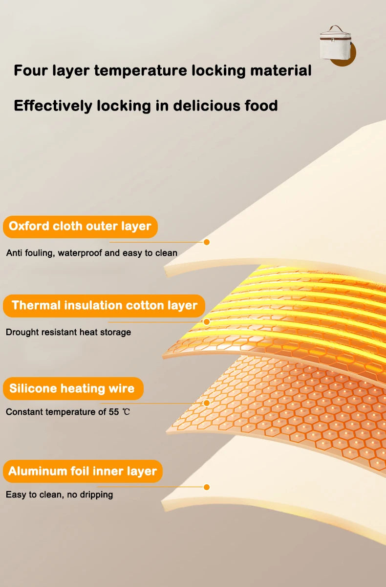 DMWD Portable Insulated Food Lunch Container Set Stackable Insulated Lunch Box Ceramics Bento Box Leakproof Thermostatic Bag