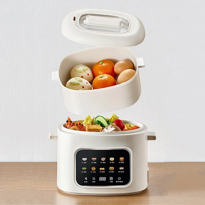 DMWD Electric Cooking Pot Multi-functional Non-stick Pan Dormitory Cook Noodle Pot Hot Pot Reservation Steamer Auto Keep Warm