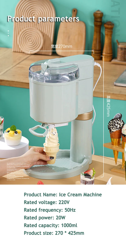 Household Electric Ice Cream Machine Automatic Ice-cream Cone Smoothie DIY Frozen Fruit Slush Icecream Sundae Making Machine EU