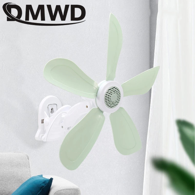 Home Desktop Clip Fan 5 Blades Mini Electric Wall Mounted Office Clamp Cooling Fans Student Dorm Bed Natural Wind Ventilation