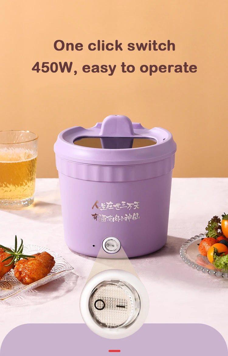 110V Mini Electric Cooking Pot Multifunctional Rice Cooker Hot Pot Instant Noodles Porridge Omelette Quick Food Pot Frying Pan