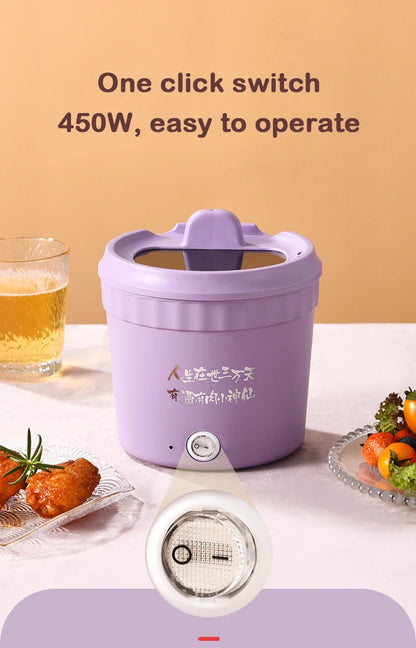 110V Mini Electric Cooking Pot Multifunctional Rice Cooker Hot Pot Instant Noodles Porridge Omelette Quick Food Pot Frying Pan