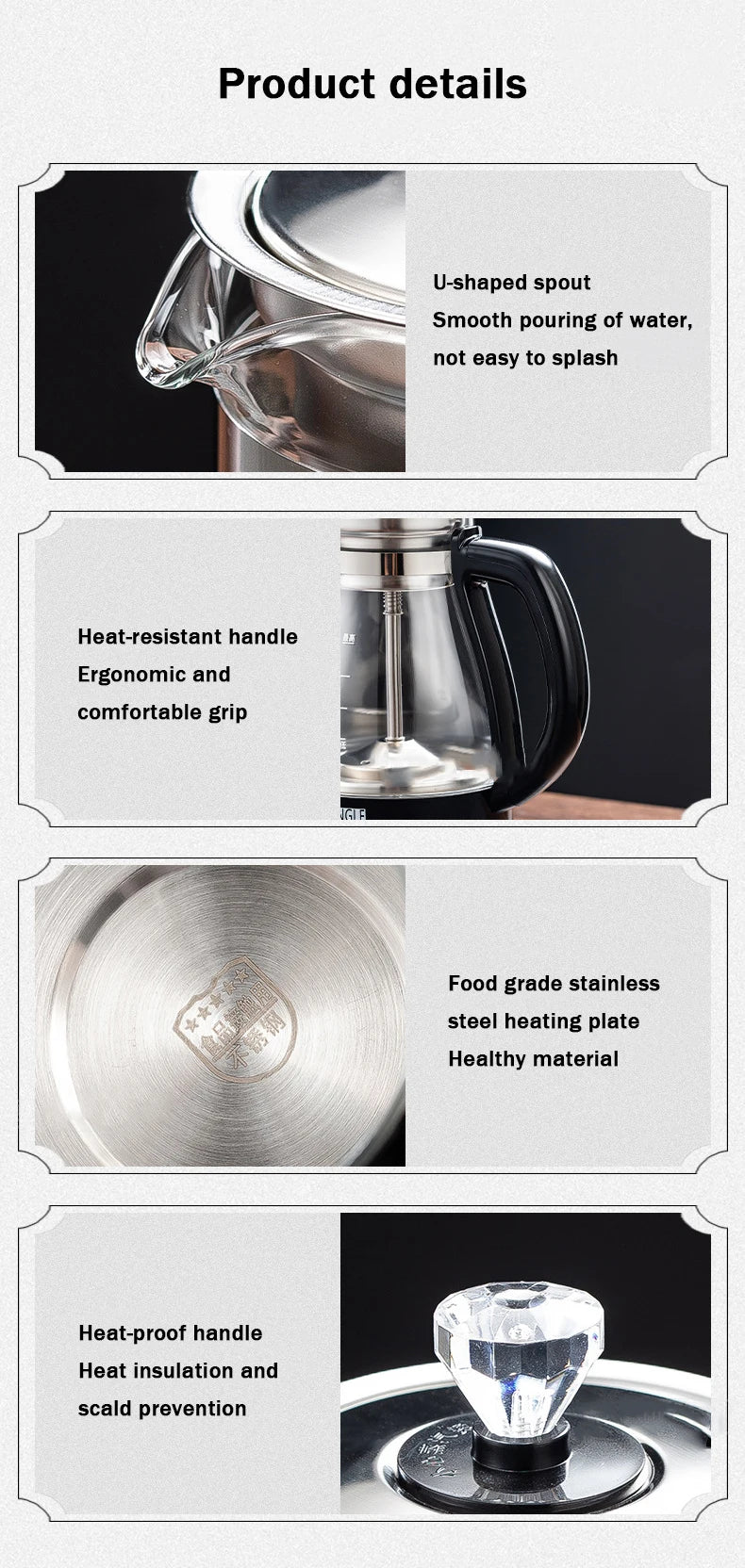 Electric Kettle Coffee Tea Maker Brewer Black Pu 'er Glass Kettles Steam Teapot Automatic Health Tea Infuser Pot Boiling Set 1L