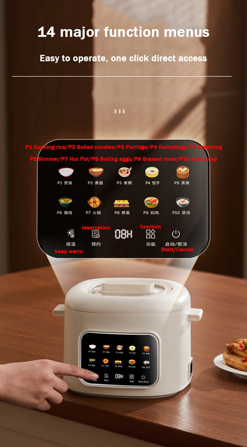 DMWD Electric Cooking Pot Multi-functional Non-stick Pan Dormitory Cook Noodle Pot Hot Pot Reservation Steamer Auto Keep Warm