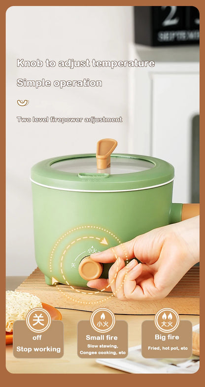 110V/220V Multifunction Electric Cooker 1.8L Hotpot Non-stick Skillet Noodles Soup Cooking Pot Mini Egg Frying Pan Rice Cooker