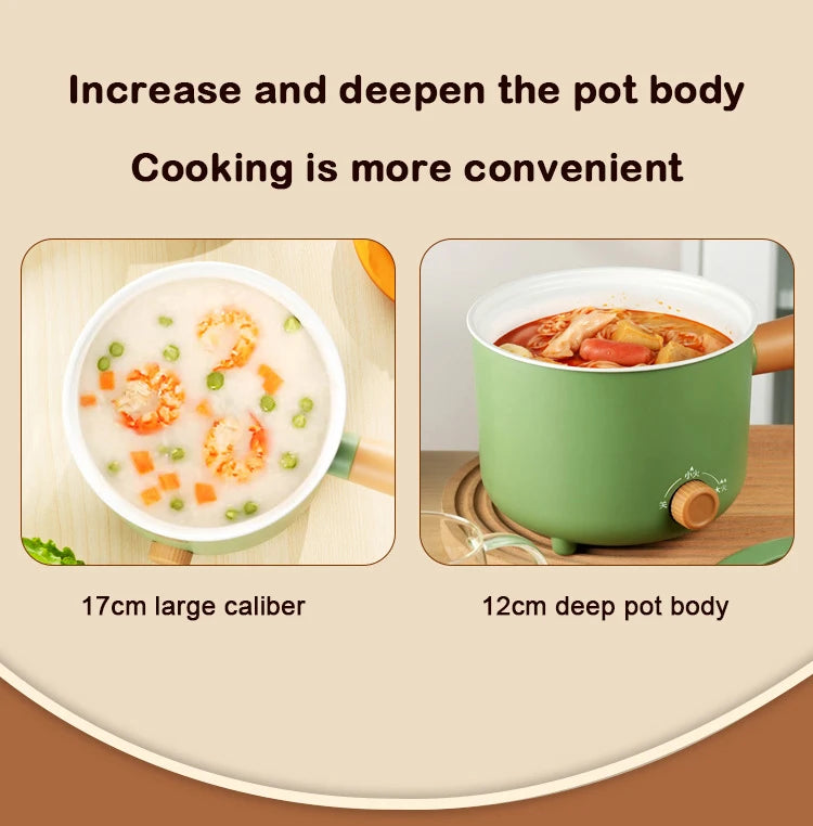 110V/220V Multifunction Electric Cooker 1.8L Hotpot Non-stick Skillet Noodles Soup Cooking Pot Mini Egg Frying Pan Rice Cooker