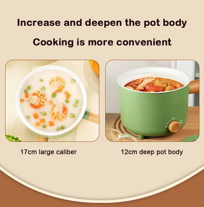 110V/220V Multifunction Electric Cooker 1.8L Hotpot Non-stick Skillet Noodles Soup Cooking Pot Mini Egg Frying Pan Rice Cooker
