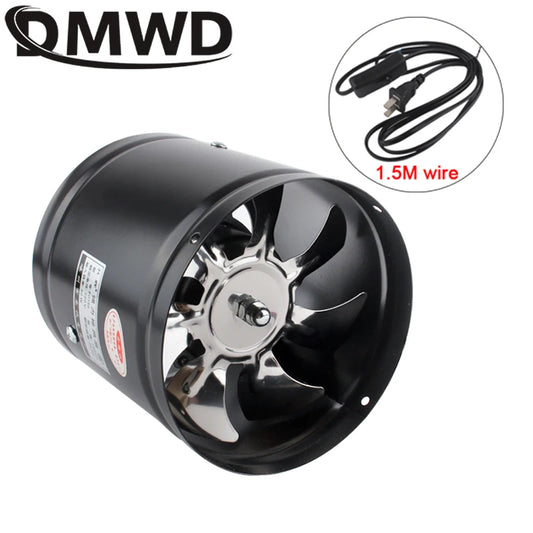 110V/220V Pipe Exhaust Fan Air Ventilator Metal Pipe Ventilation Exhaust Fan Extractor Bathroom Toilet Wall Fan Duct Fan 4-inch