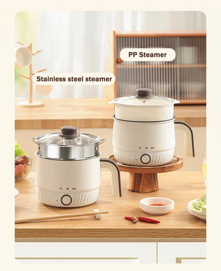 DMWD Multifunctional Electric Cooker Hot Pot Mini Non-stick Food Noodle Cooking Skillet Egg Steamer Soup Heater Pot Frying Pan