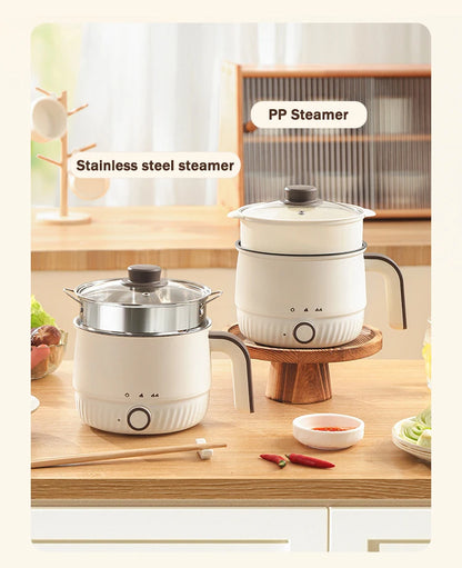 DMWD Multifunctional Electric Cooker Hot Pot Mini Non-stick Food Noodle Cooking Skillet Egg Steamer Soup Heater Pot Frying Pan