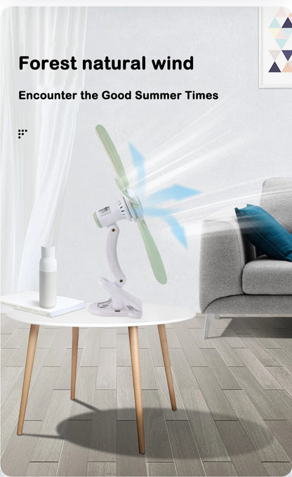 Home Desktop Clip Fan 5 Blades Mini Electric Wall Mounted Office Clamp Cooling Fans Student Dorm Bed Natural Wind Ventilation