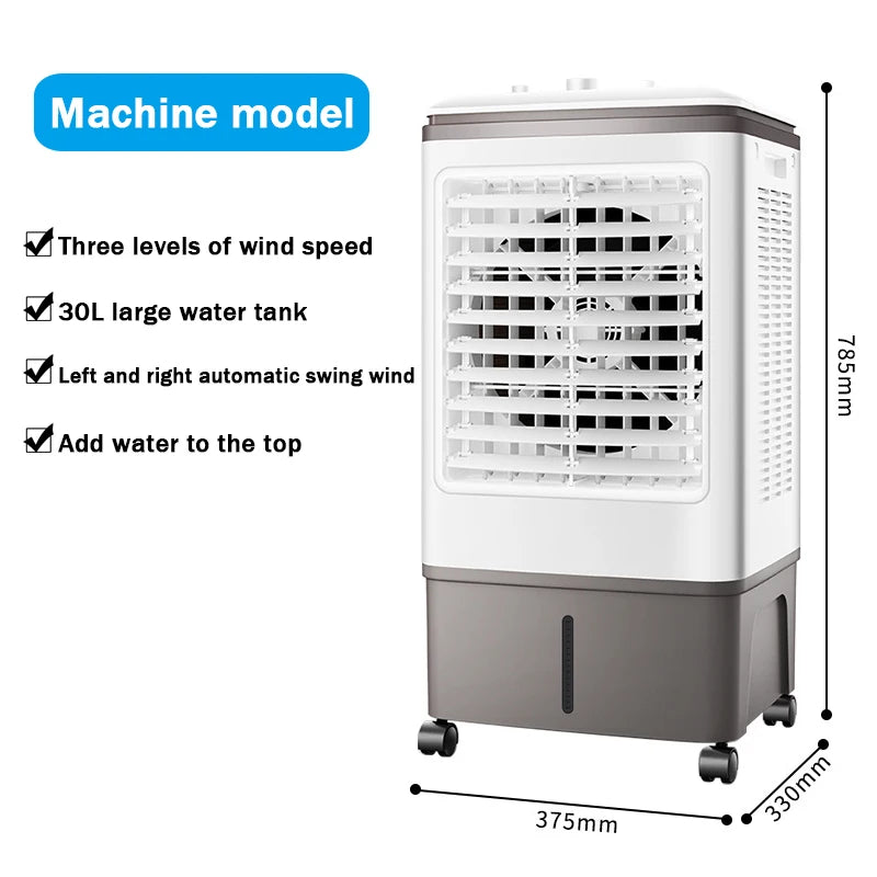 Singlecooled Air Conditioning Cooler 30L Large Water Tank Environmental Conditioning Silent Cooling Fan Industrial Water Chiller
