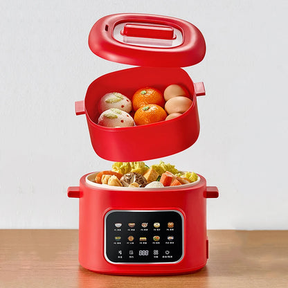 DMWD Electric Cooking Pot Multi-functional Non-stick Pan Dormitory Cook Noodle Pot Hot Pot Reservation Steamer Auto Keep Warm
