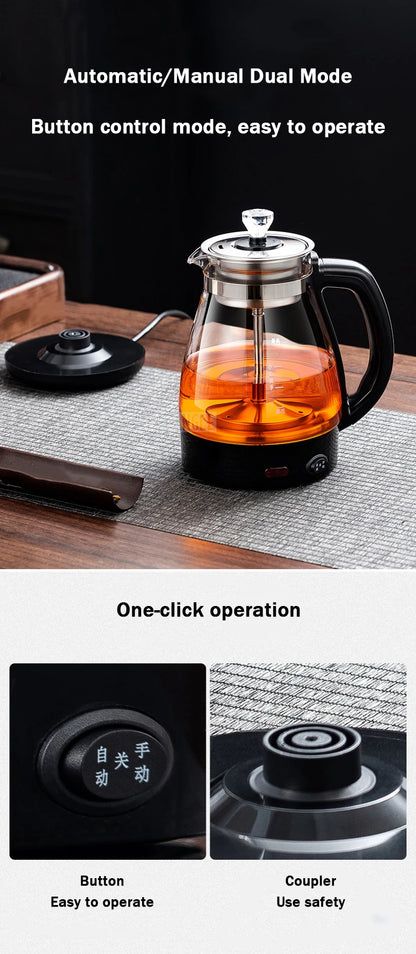 Electric Kettle Coffee Tea Maker Brewer Black Pu 'er Glass Kettles Steam Teapot Automatic Health Tea Infuser Pot Boiling Set 1L