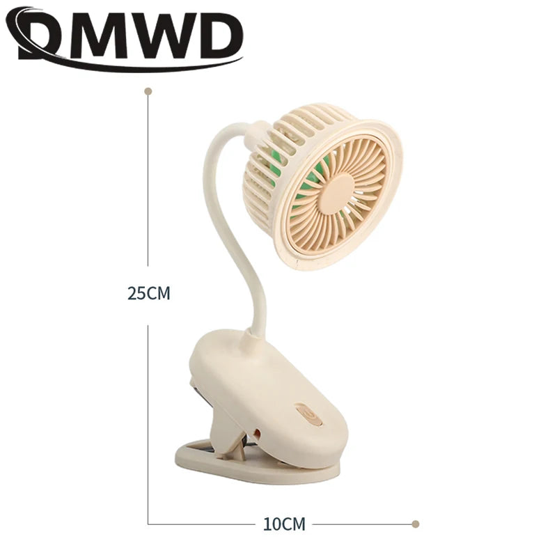DMWD Portable Mini Hand Clip Fan USB Quiet Desktop Electric Fan High Quality Student Dormitory Cooling Ventilador fan Air Cooler
