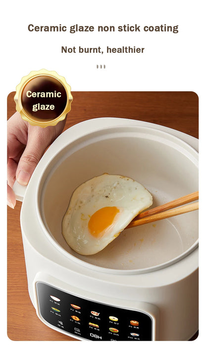 DMWD Electric Cooking Pot Multi-functional Non-stick Pan Dormitory Cook Noodle Pot Hot Pot Reservation Steamer Auto Keep Warm