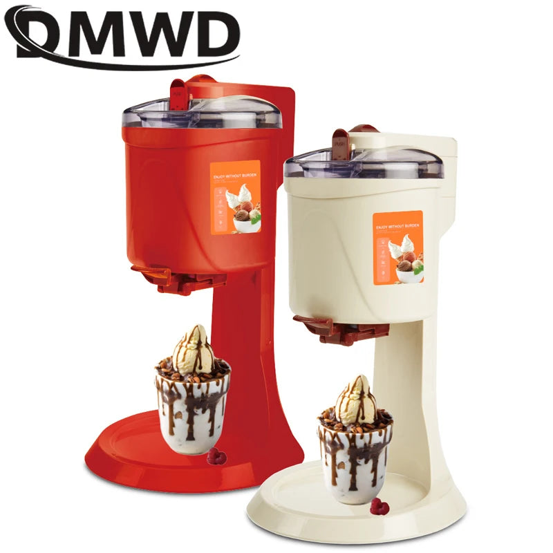 Household Electric Ice Cream Machine Automatic Ice-cream Cone Smoothie DIY Frozen Fruit Slush Icecream Sundae Making Machine EU