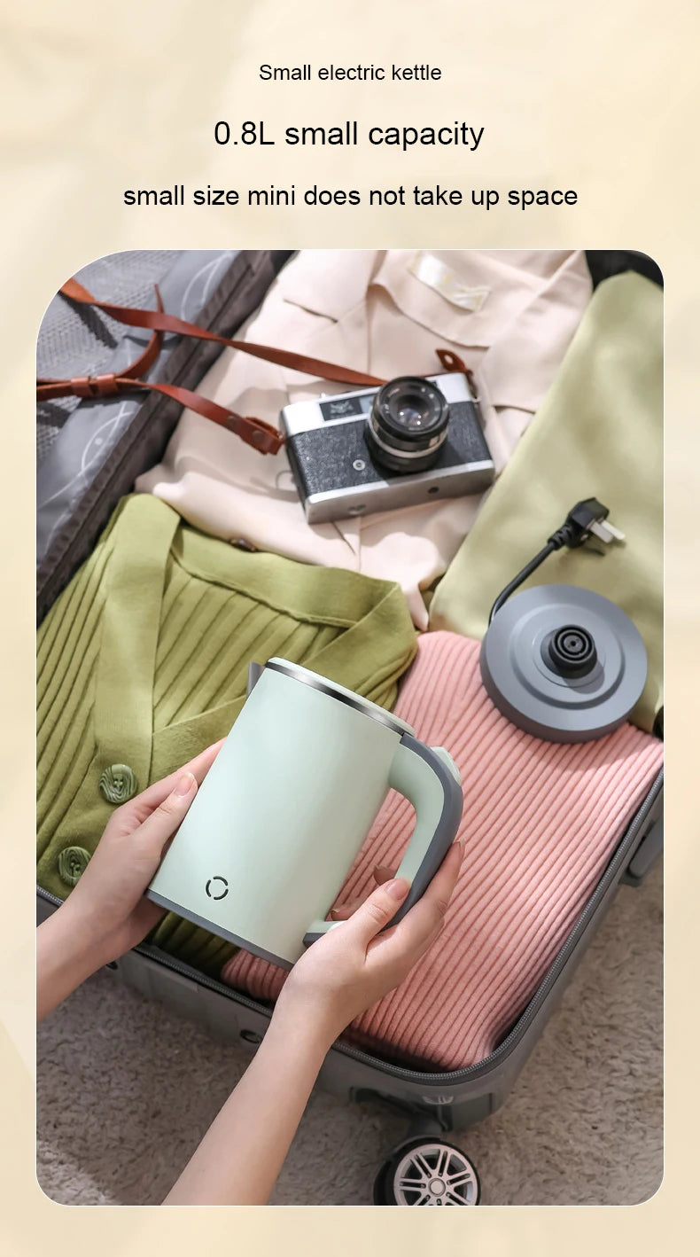 0.8L Travel Electric Kettle MINI Boiling Teapot Cup Heater Portable Stainless Steel Hot Water Quick Heating Pot Boiler 110V/220V