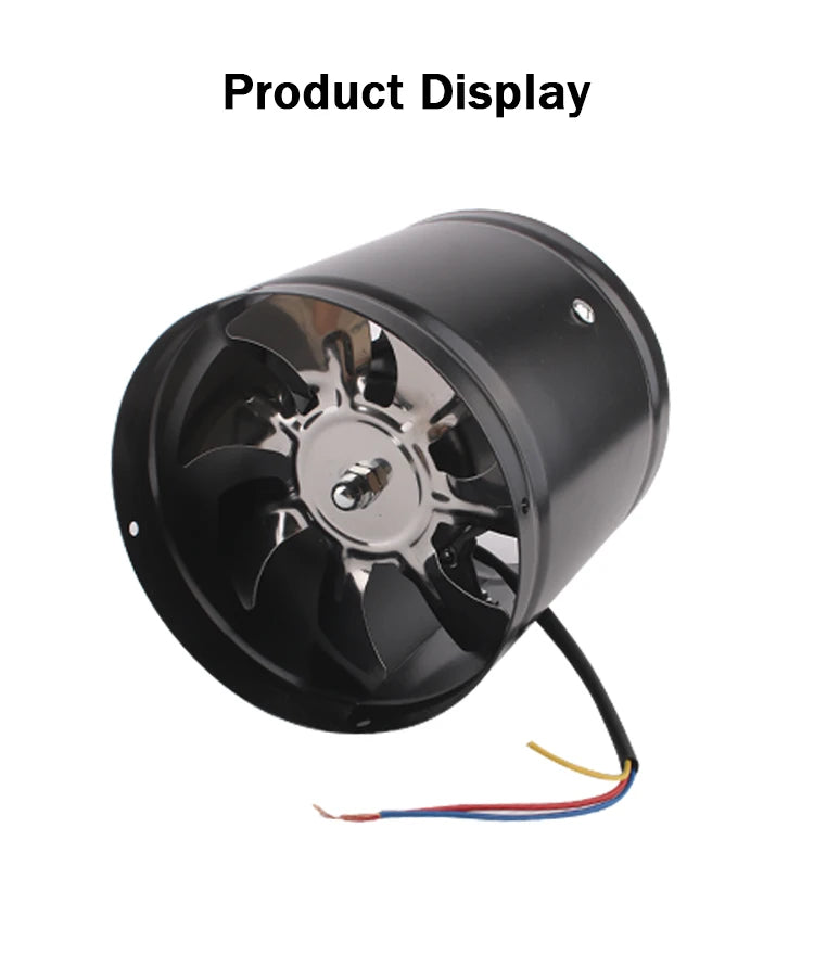 110V/220V Pipe Exhaust Fan Air Ventilator Metal Pipe Ventilation Exhaust Fan Extractor Bathroom Toilet Wall Fan Duct Fan 4-inch