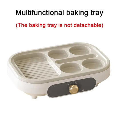 DMWD Electric Egg Burger Machine Multifunctional Breakfast Pancake Pan Non-Stick Mini Barbecue Egg Omelette Steak Frying Pan EU