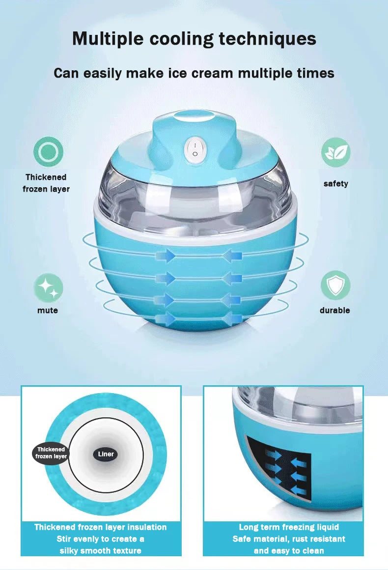 DMWD Household Electric Ice Cream Maker 600ml Automatic DIY Child Ice Cream Machine Frozen Yogurt Machine High Quality 220V
