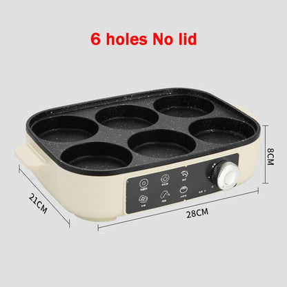 DMWD Electric Egg Burger Machine Multifunctional Breakfast Pancake Pan Non-Stick Mini Barbecue Egg Omelette Steak Frying Pan EU