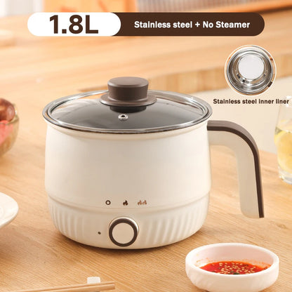 DMWD Multifunctional Electric Cooker Hot Pot Mini Non-stick Food Noodle Cooking Skillet Egg Steamer Soup Heater Pot Frying Pan