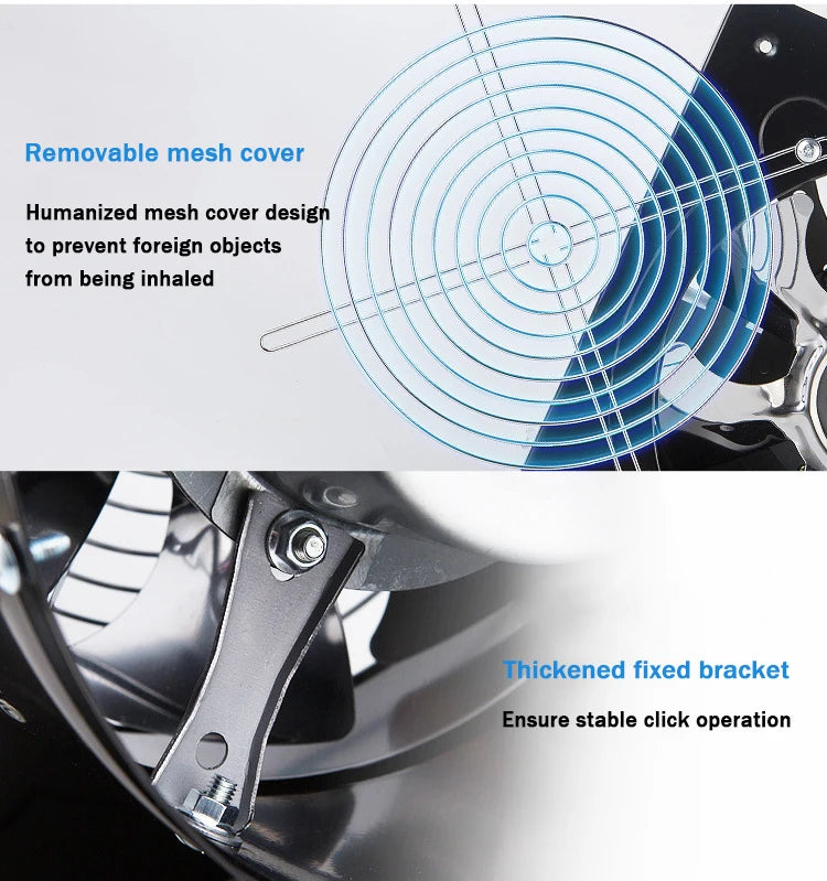 110V Pipe Exhaust Fan 4/6 Inches Air Ventilator Metal Pipe Ventilation Exhaust Fan Extractor Bathroom Toilet Wall Fan Duct Fan