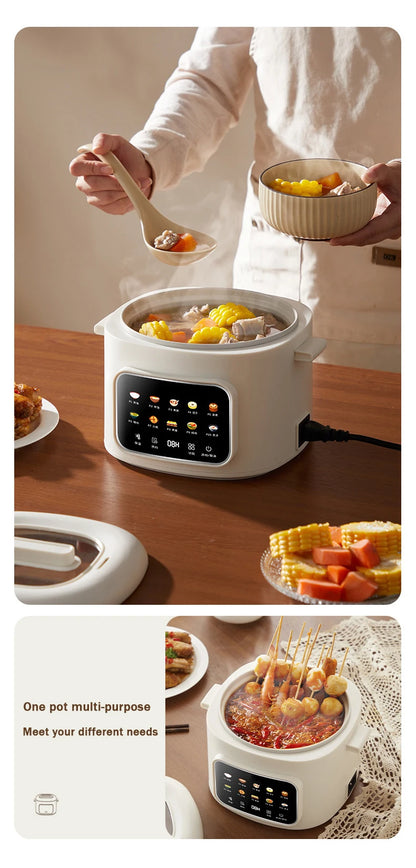 DMWD Electric Cooking Pot Multi-functional Non-stick Pan Dormitory Cook Noodle Pot Hot Pot Reservation Steamer Auto Keep Warm