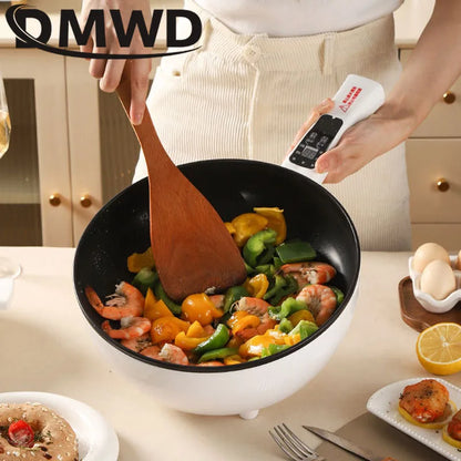 110V Multi-function Electric Stir-fry Meal Wok 3L Non-Stick Frying Pan Food Steamer Smart Smoke-free Hot Pot Stew Cooking Heater
