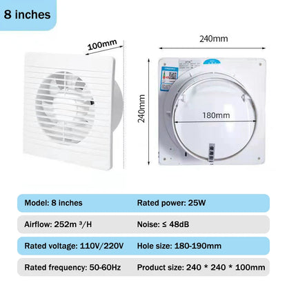 110V/220V Exhaust Fan 4/6/8 Inch Kitchen Toilet Ventilator Louver Window Exhaust Fan Air Ventilation Draft Blower  Exhauster