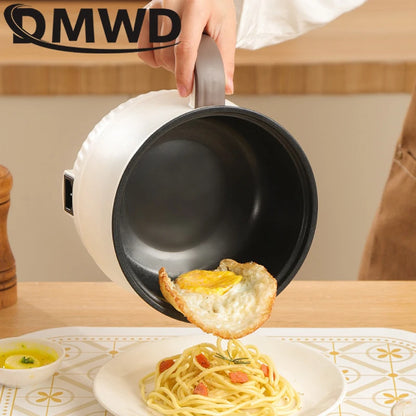 DMWD Multifunctional Electric Cooker Hot Pot Mini Non-stick Food Noodle Cooking Skillet Egg Steamer Soup Heater Pot Frying Pan