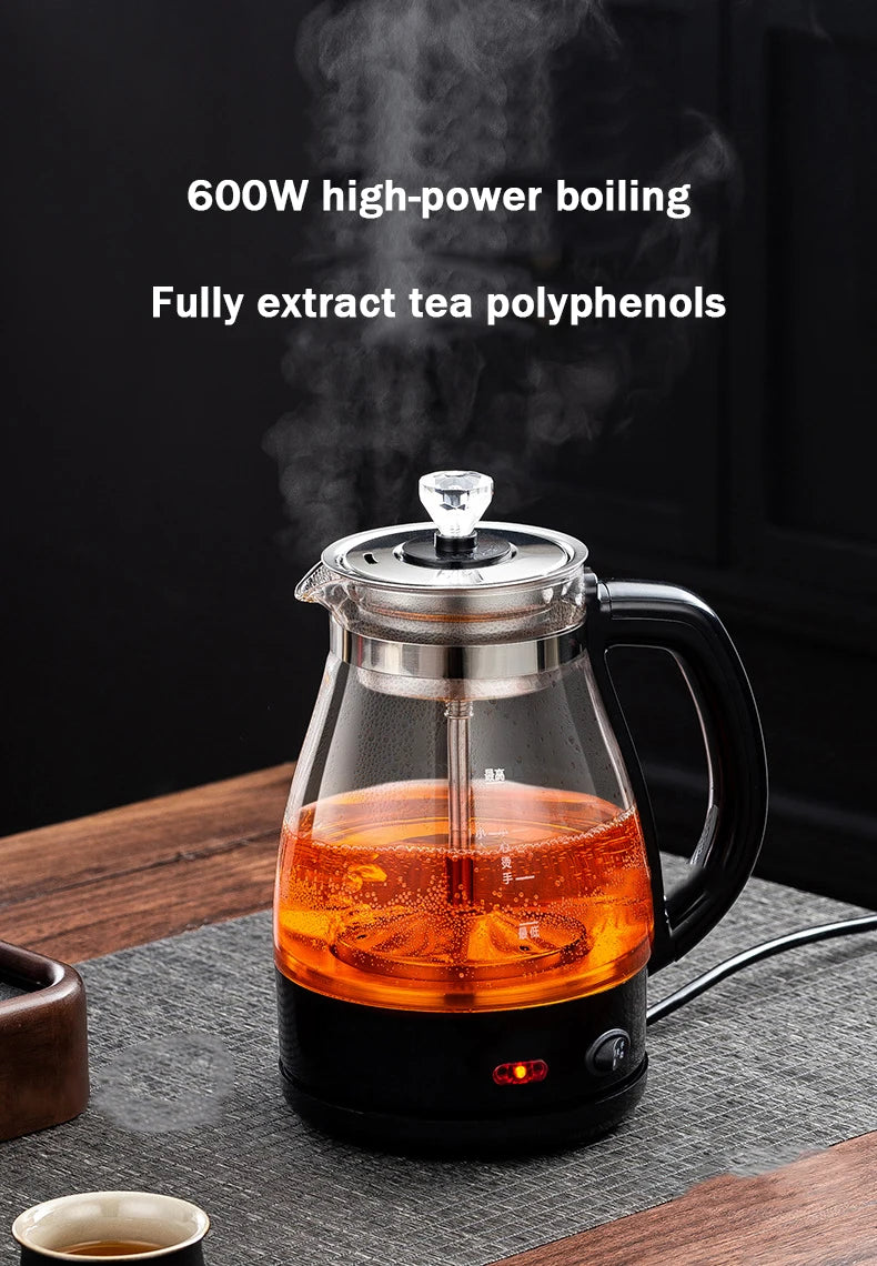 Electric Kettle Coffee Tea Maker Brewer Black Pu 'er Glass Kettles Steam Teapot Automatic Health Tea Infuser Pot Boiling Set 1L