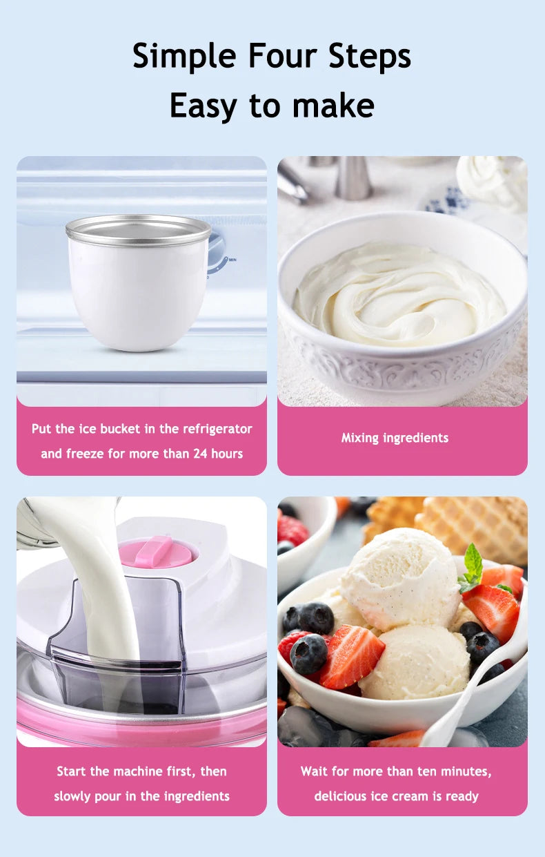 DMWD 1000ml Household Full Automatic Soft Hard Ice Cream Maker Machine Intelligent Sorbet Fruit Yogurt Ice Maker Dessert Maker