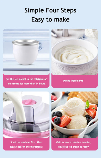 DMWD 1000ml Household Full Automatic Soft Hard Ice Cream Maker Machine Intelligent Sorbet Fruit Yogurt Ice Maker Dessert Maker