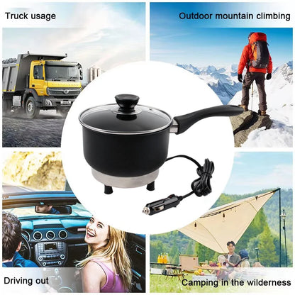 Multicooker For Car Truck 12V 24V Electric Frying Pan Cooking Skillet Mini Rice Cooker Soup Hotpot Heater Travel Food Boiler