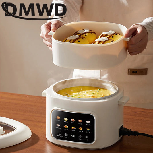 DMWD Electric Cooking Pot Multi-functional Non-stick Pan Dormitory Cook Noodle Pot Hot Pot Reservation Steamer Auto Keep Warm