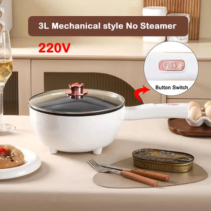 110V Multi-function Electric Stir-fry Meal Wok 3L Non-Stick Frying Pan Food Steamer Smart Smoke-free Hot Pot Stew Cooking Heater