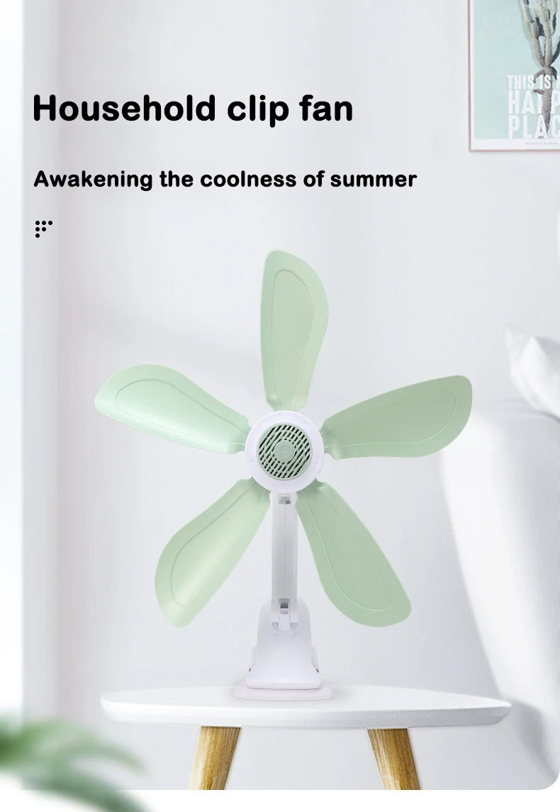Home Desktop Clip Fan 5 Blades Mini Electric Wall Mounted Office Clamp Cooling Fans Student Dorm Bed Natural Wind Ventilation